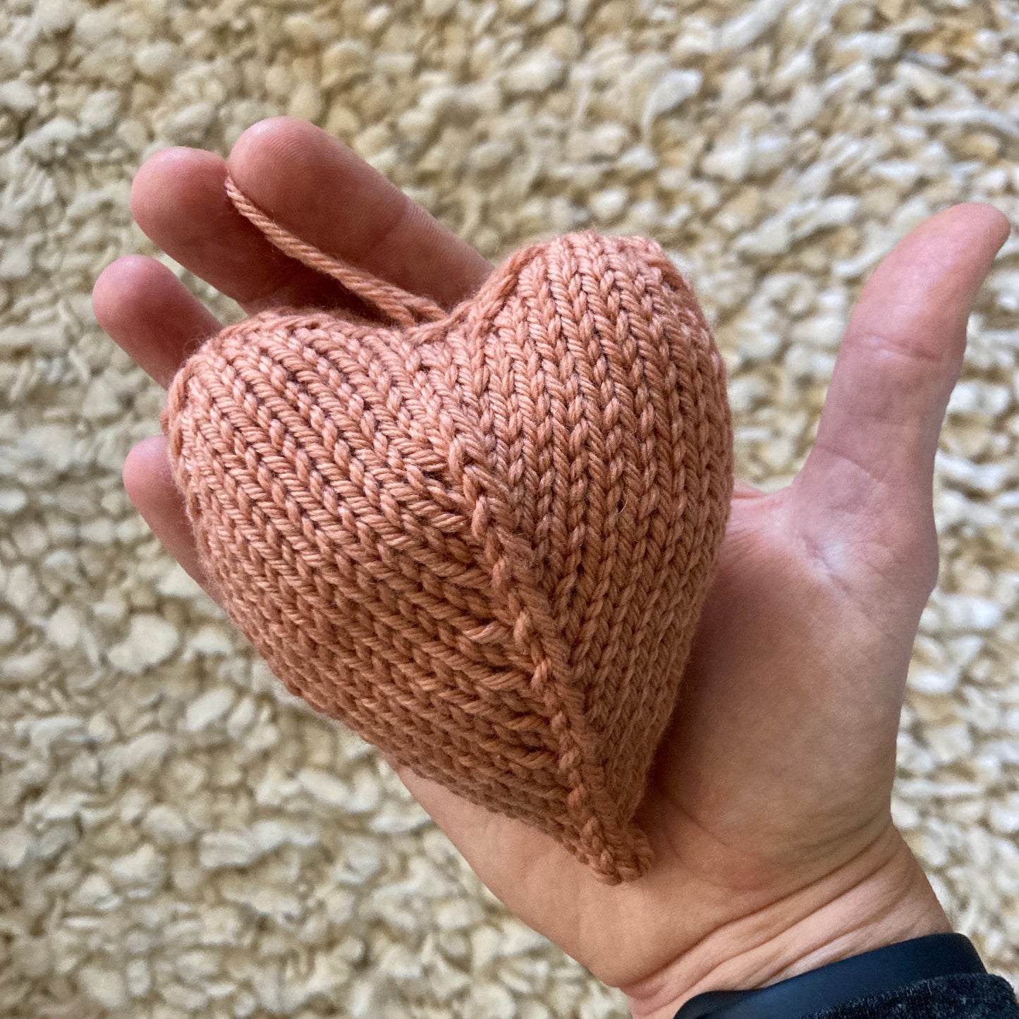 Hand-knit Heart Ornament