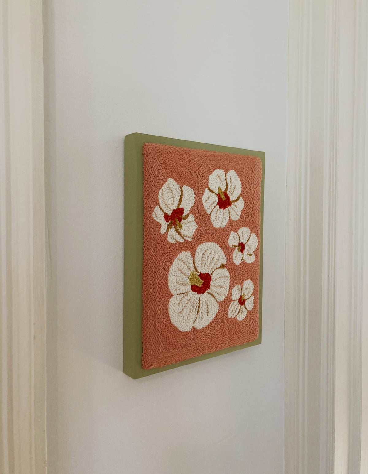 Swamp Rose Mallow Punch Needle Wall Art