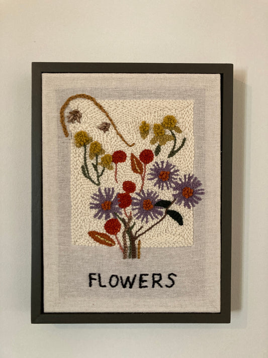 Fall Harvest Bouquet Punch Needle Wall Art