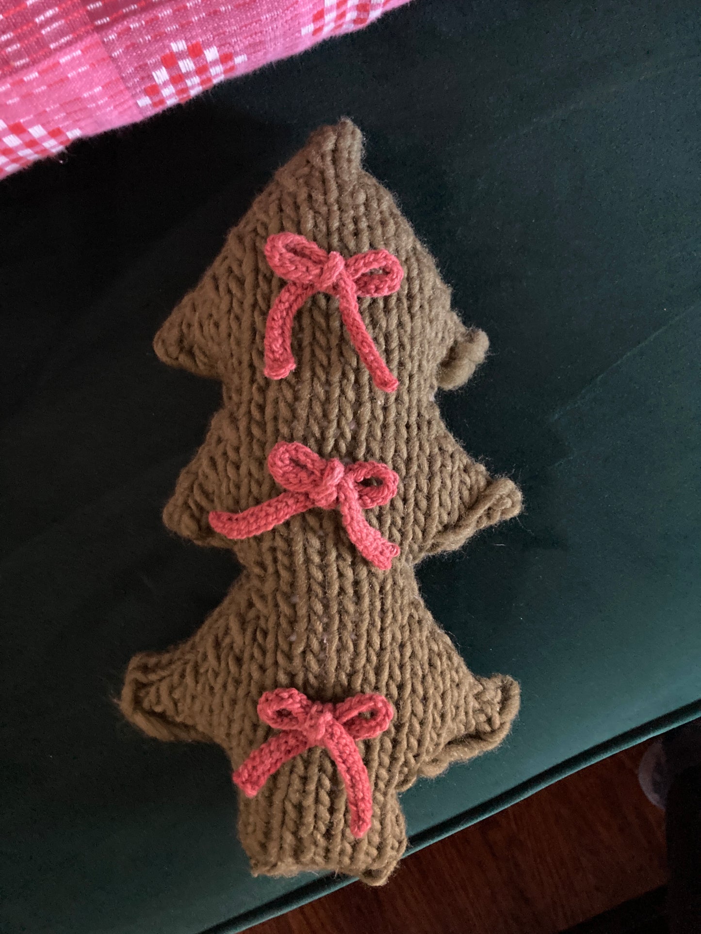 Knit Christmas Tree Pillow