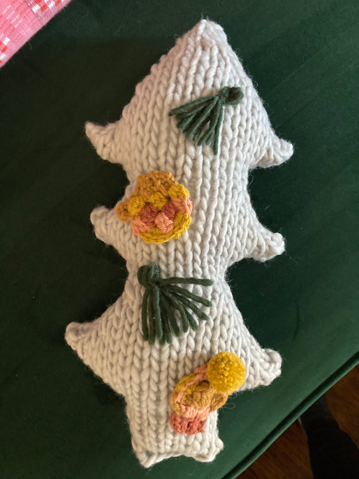 Knit Christmas Tree Pillow