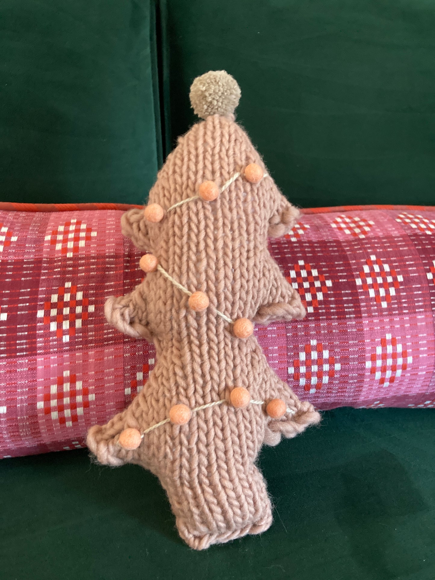 Knit Christmas Tree Pillow