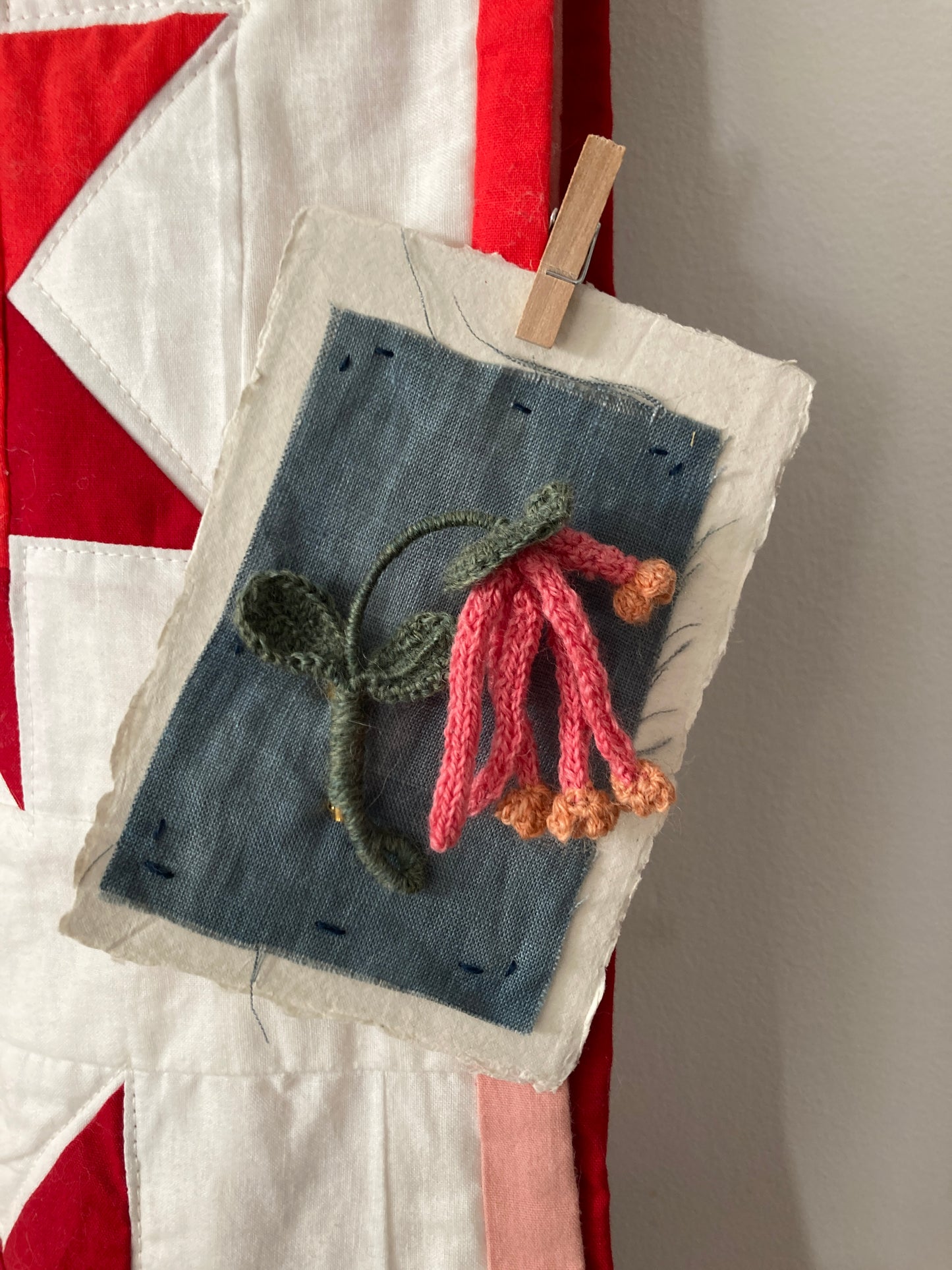 Coral Honeysuckle Flower Pin