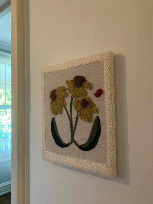 Rudbeckia Punch Needle Wall Hanging